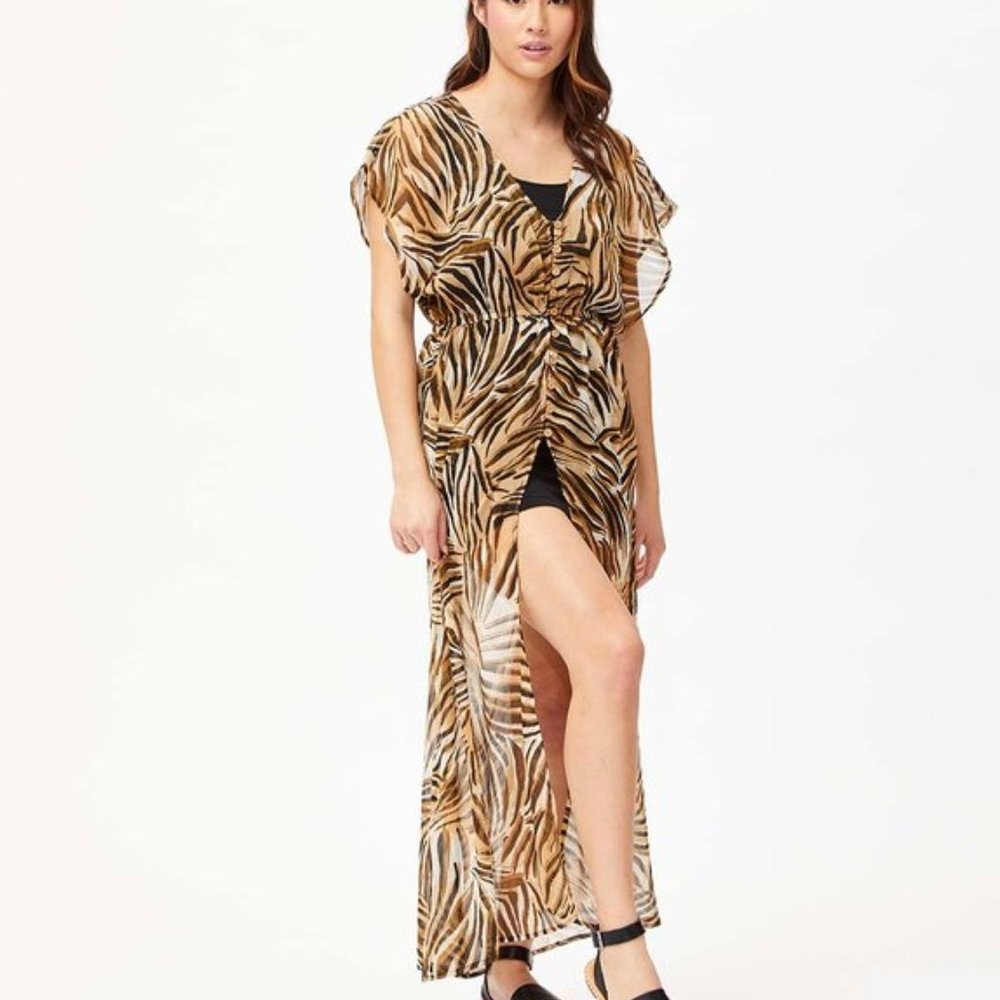 Kendall & Kylie Tiger Leaf Swim Cover Up